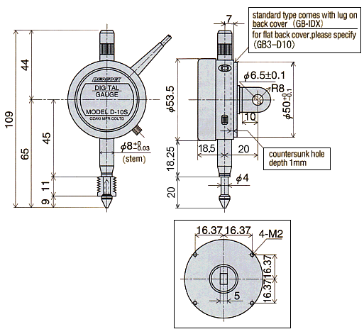 Dimensions D-10/D-10S/DN-10/DN-10S/D-10SS