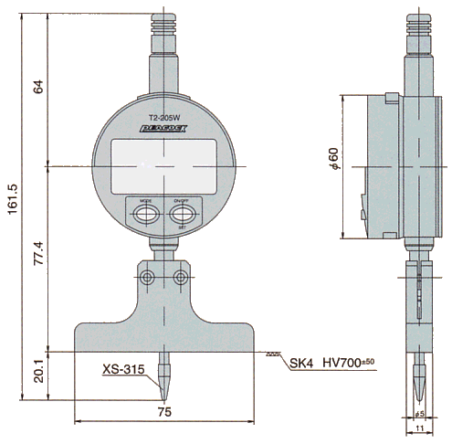 Dimensions ; T2-205W, T2-257W