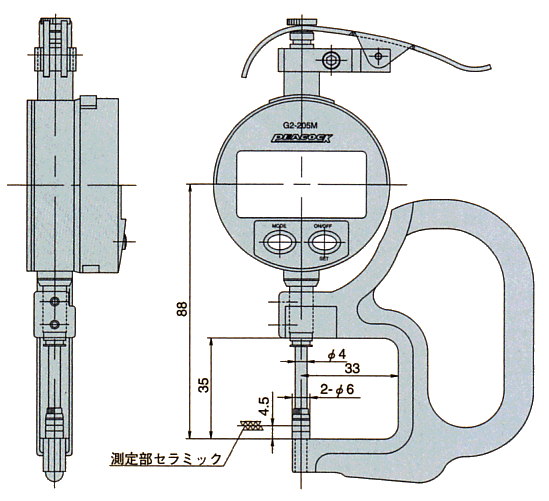 外観寸法図 G2-205M, G2-257M